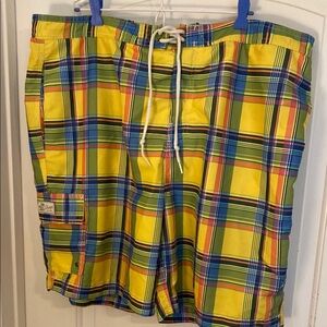 Chaps Swim Trunks - Yellow-Blue-Green Size XXL